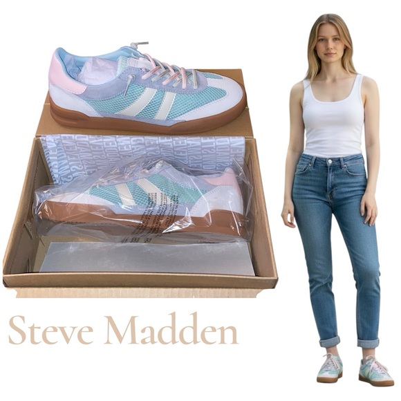 Steve Madden Verdict Mesh Sneaker Turquoise Multi Sneaker - Women’s 8 NEW NIB - Picture 12 of 16